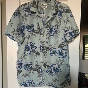 Lucky Brand Blue and Gray Floral Casual Shirt